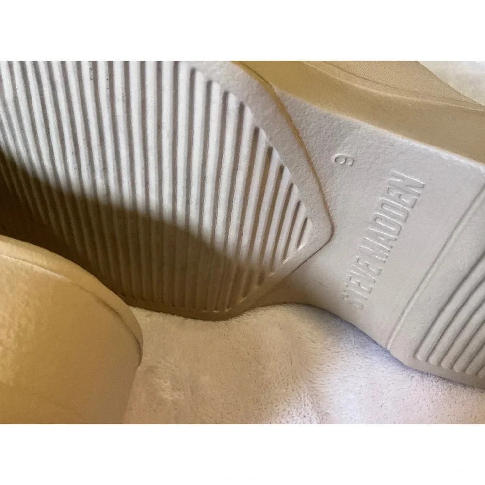 Steve Madden Womens Tan Beige Platform Slide Sandals Chunky Mules Size 9